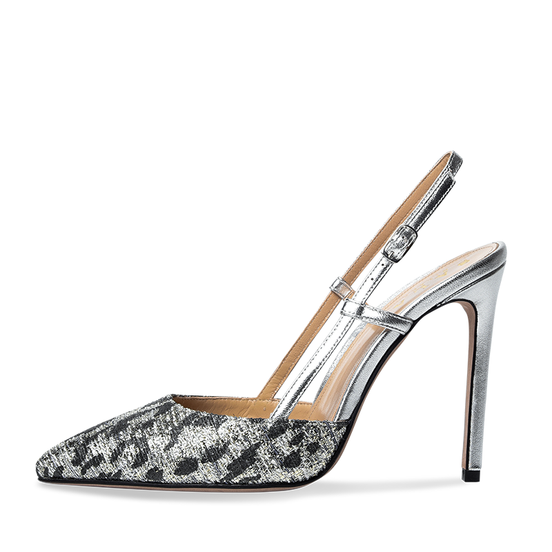 Kate Slingback 100 Laminated Nappa and Spotted Fabric